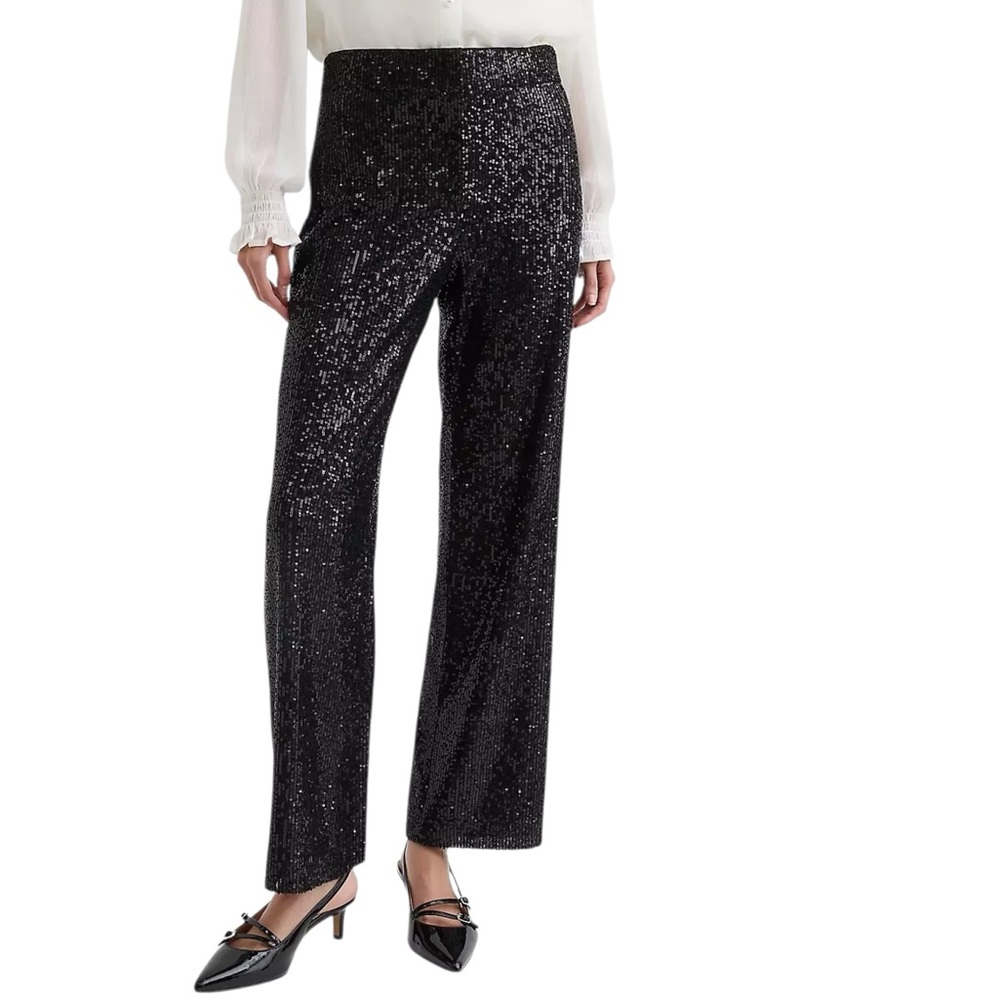 LOFT Black Sequin Straight Pants NWT  (N-1)
